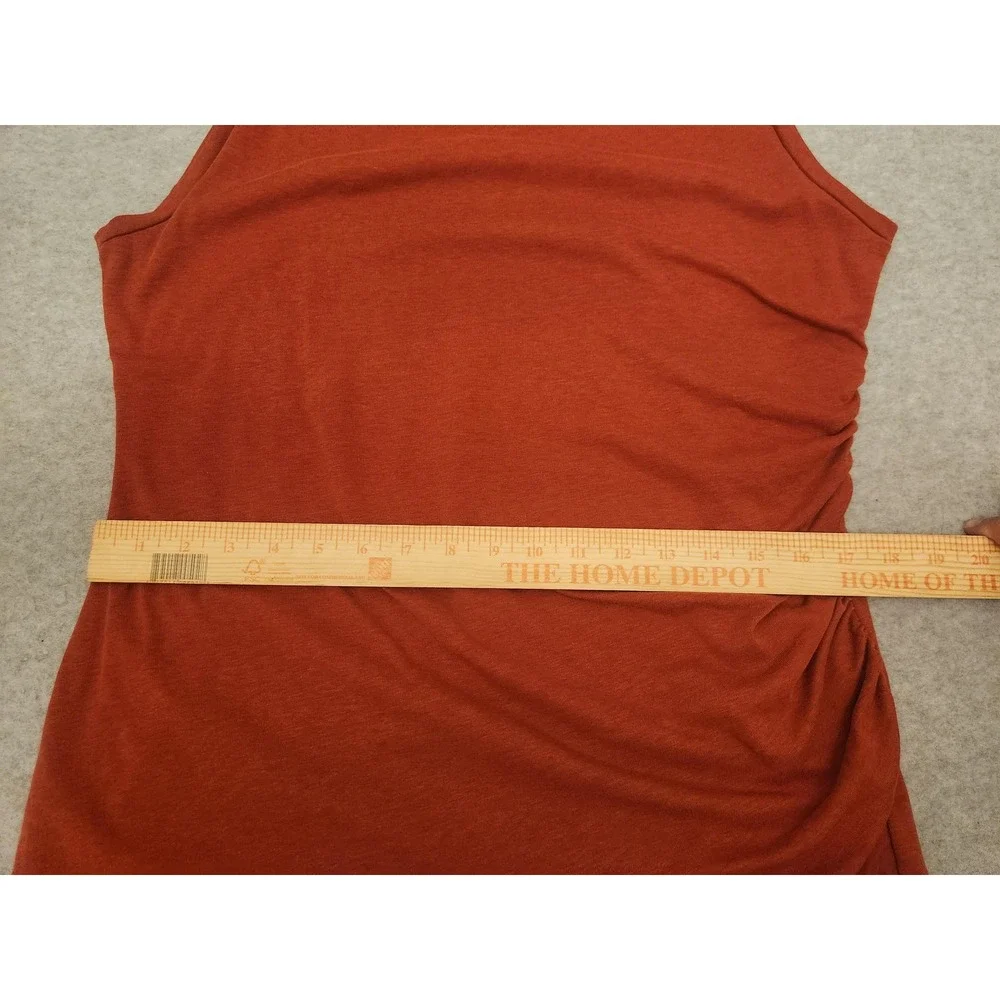 Leith Tank Dress Womens XXL Rust Sleeveless Ruched‎ Side Asymmetrical Hem Jersey